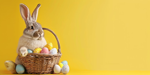 Coniglio di Pasqua su sfondo pastello IA generativa