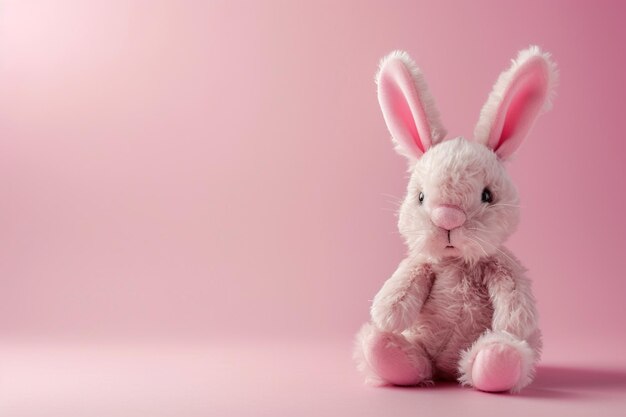 Coniglio di Pasqua su sfondo rosa concetto di vacanza di Pasqua