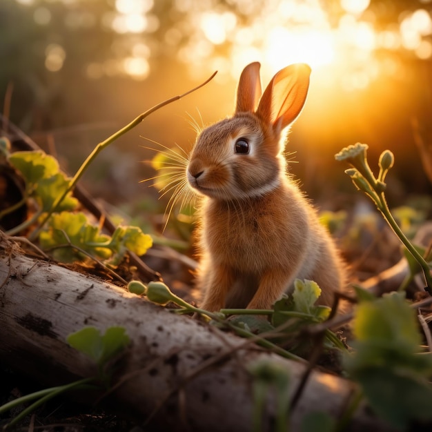 Coniglio nel suo habitat naturale Fotografia della fauna selvatica IA generativa