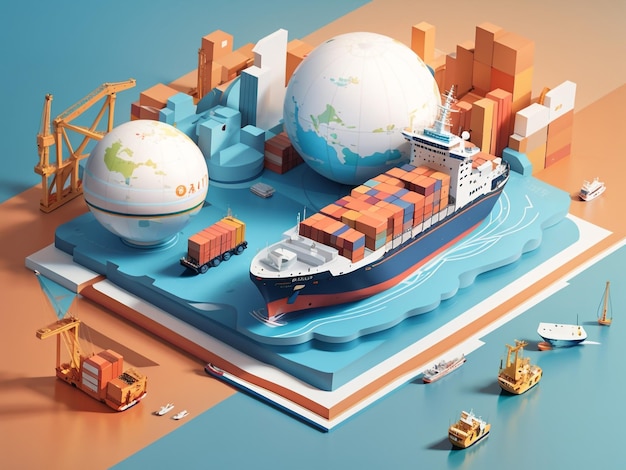 Connessione dei continenti consegna logistica globale e trasporto merci