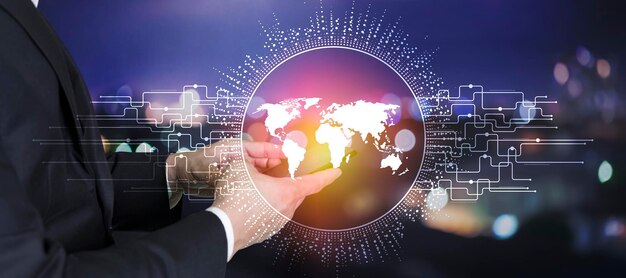 Connessione di rete globale Concetto di connessione big data del business digitale