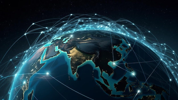 Connessione di rete globale sul pianeta Terra