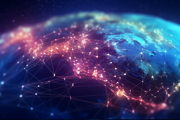 Connessione di rete globale sul pianeta Terra