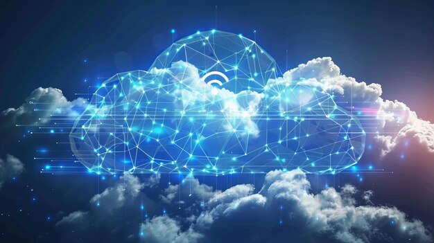 Connessione globale a Internet attraverso il cloud computing t illustrazione generata dall'AI