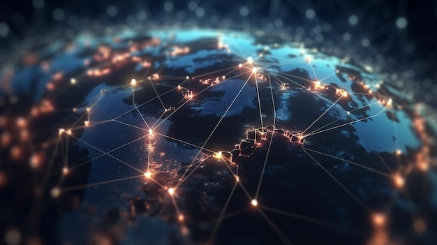 Connessione Internet con tecnologia di rete globale nel mondo