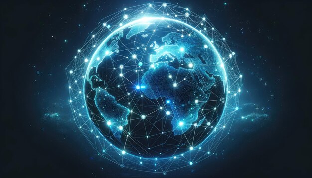 Connessioni di rete globale con la mappa del mondo digitale