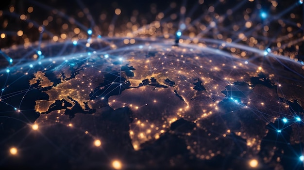 Connessioni di rete globali che coprono la terra
