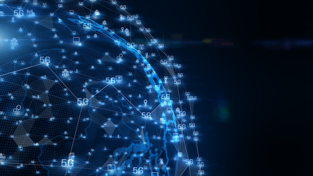 connettività di dati digitali di sfondo 5G