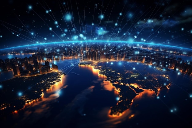 Connettività mondiale L'immagine fornita dalla NASA fonde la tecnologia Internet business cripto blockchain IoT