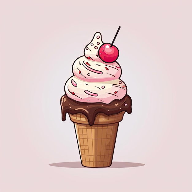 cono di gelato con spruzzate illustrazione di design ilustrao nello stile di rosa chiaro e marrone