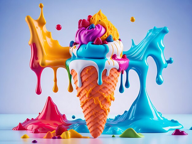 Cono gelato colorato Ai generativo