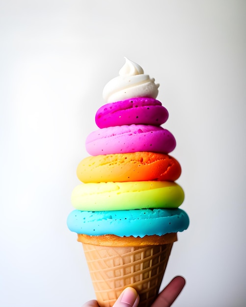 Cono gelato con colori arcobaleno