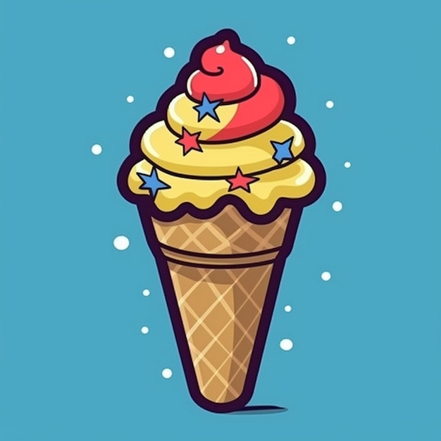 Cono gelato icona cartone animato illustrazione piatta cartone animato gelato illustrazione piatta gelato bg