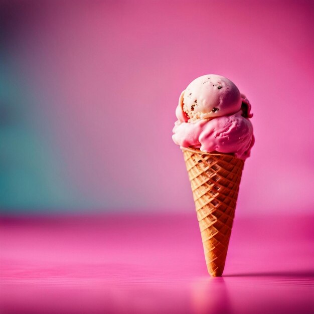 cono gelato su uno sfondo rosa