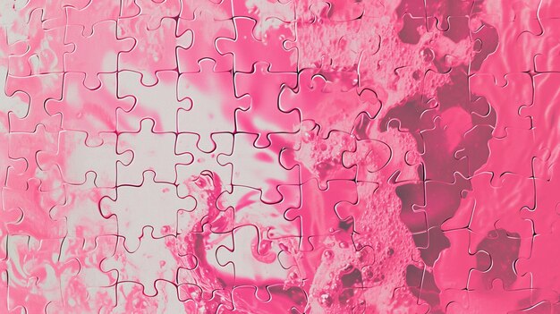 consistenza a forma di puzzle in colori rosa e bianco