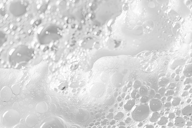 consistenza di bolle di schiuma bianca isolata su sfondo bianco
