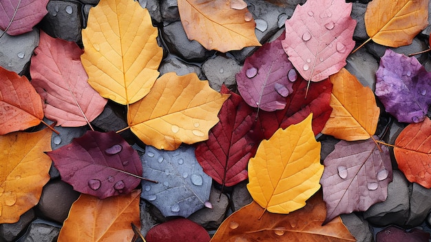 consistenza foglie cadute multicolori piastrelle spettro astratto sfondo autunno luminoso foglia caduta