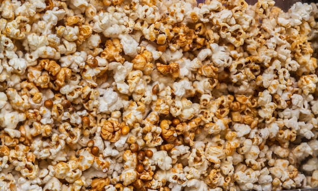 consistenza popcorn sfondo cibo di strada girato da vicino