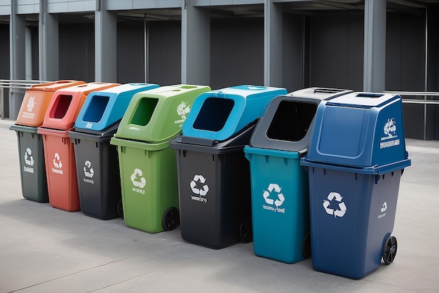 Container di rifiuti codificati a colori per il riciclaggio