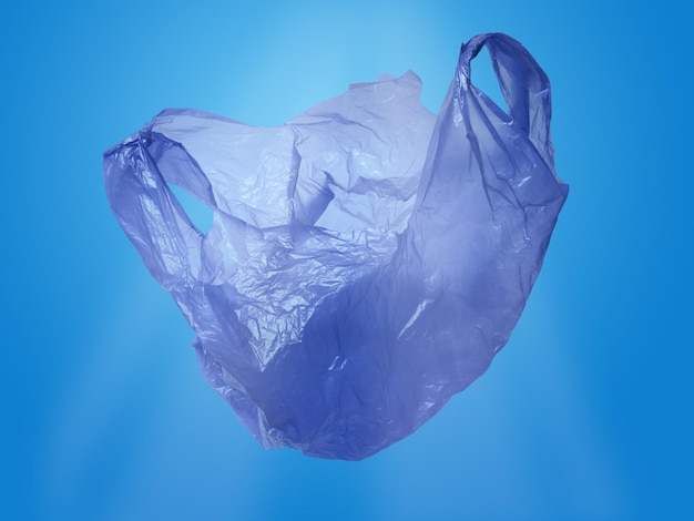 Contaminazione da sacchetti di plastica sull'acqua dell'oceano blu concetto di questione ambientale