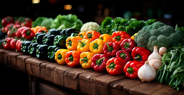 Contatore di verdure in un negozio o mercato prodotti ecologici freschi sanità immagine generata dall'AI