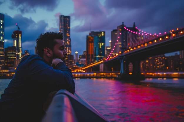 Contemplare l'orizzonte al fianco del ponte