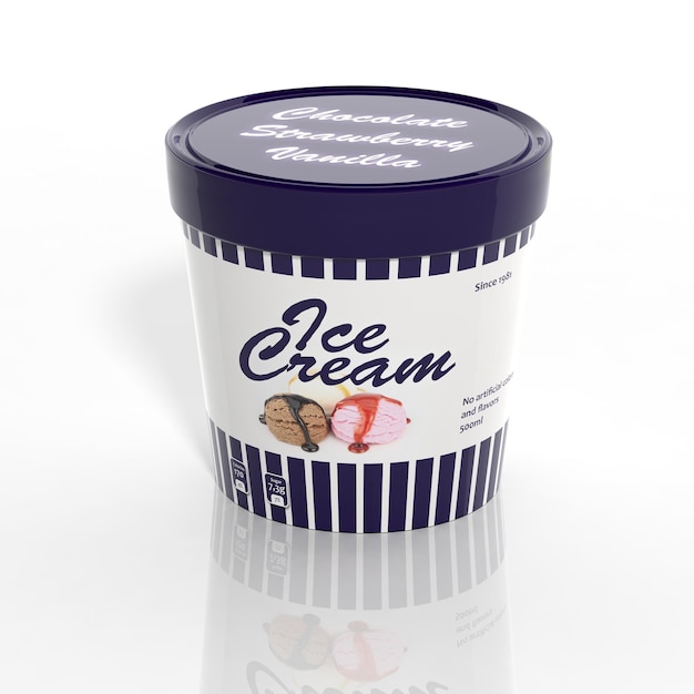 contenitore del gelato 3D isolato su bianco