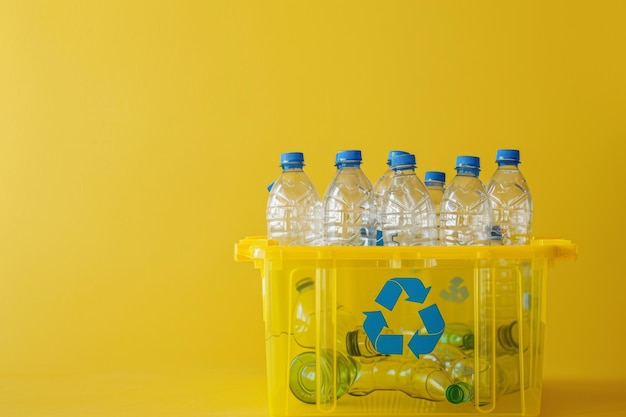 Contenitore di plastica con sei bottiglie d'acqua