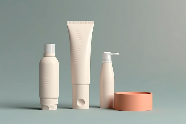 Contenitori vuoti per il trucco cosmetico per la cura della pelle 3D Render AI generativa