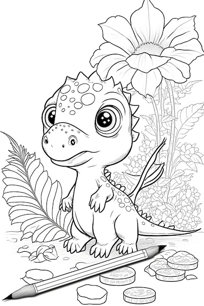 contorno di doodle animale per dinosauro