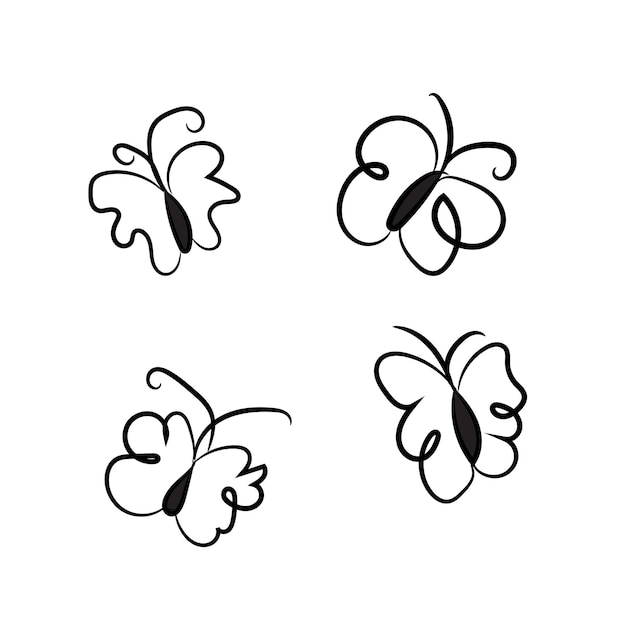 Contorno di farfalla vettoriale con raccolta di dettagli disegnati