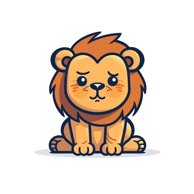 Contorno leone semplice e carino in stile cartone animato su sfondo chiaro IA generativa