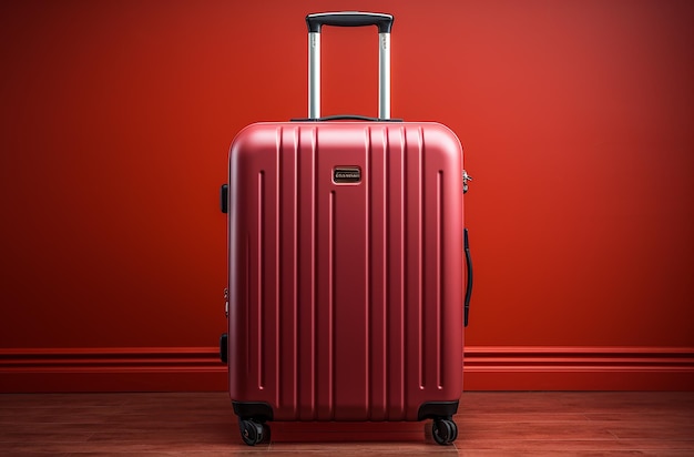 Contrasti intelligenti tra la valigia rossa e lo sfondo giallo in uno stile pulito