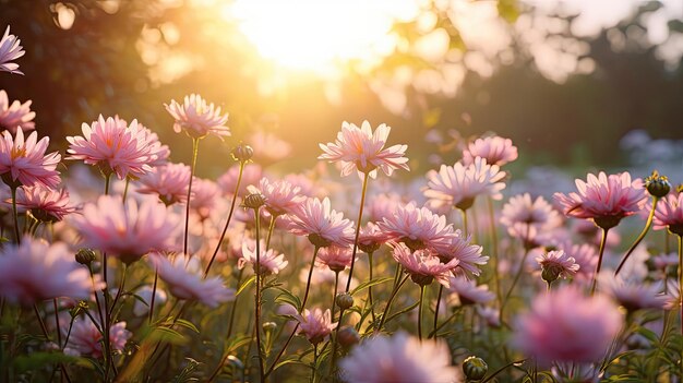 Contrasto fiori rosa chiaro sole