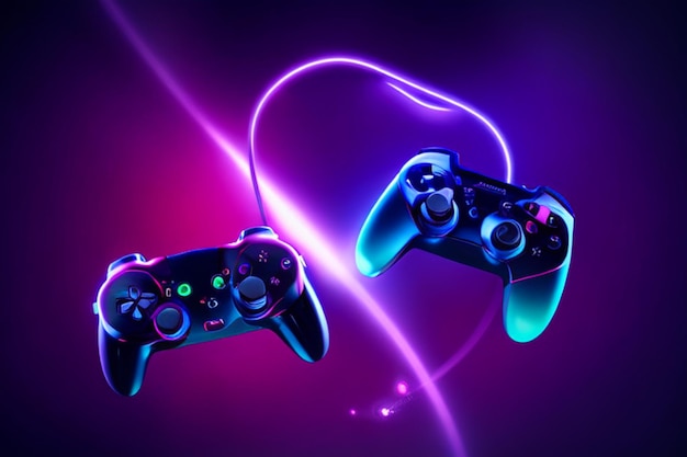 Controller di gioco o joystick al neon per console di gioco