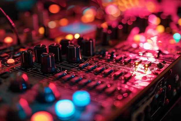 Controller mixer audio DJ per il mixaggio di musica elettronica in una festa in discoteca