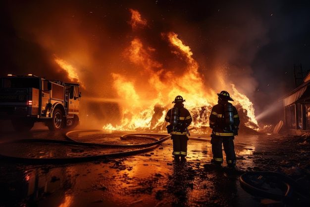 Controllo antincendio di soccorso dei vigili del fuoco del porto