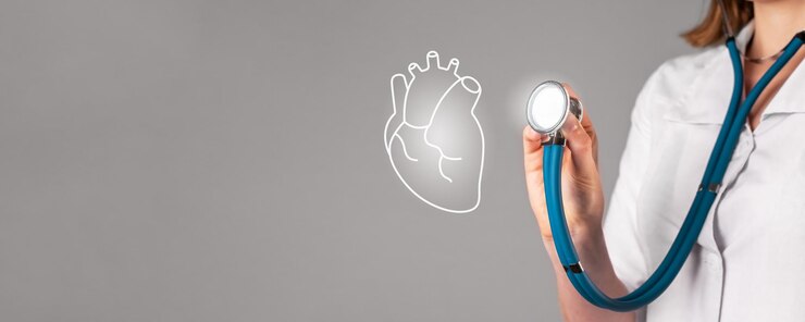 Controllo della salute del cuore Controllo del sistema cardiovascolare Banner medico sfondo con organo cardio
