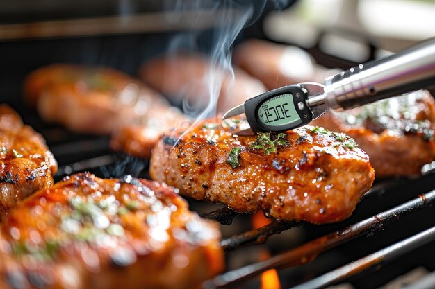 Controllo della temperatura sicura degli alimenti con il termometro digitale istantaneo