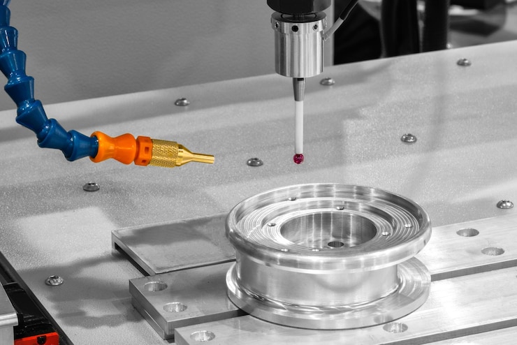 Foto controllo qualità su fresatrice cnc macchina di misura a coordinate macchina controllo qualità