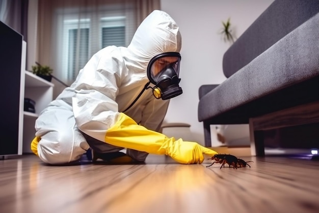 Controllo uniforme antiparassitario sterminatore di insetti scarafaggio termite divano parassita uccidere AI generativa