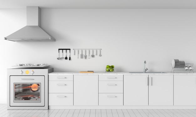 Controsoffitto cucina moderna bianca per mockup