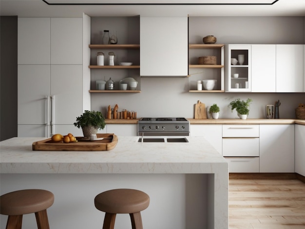 Controtoppo di cucina bianco moderno con spazio libero