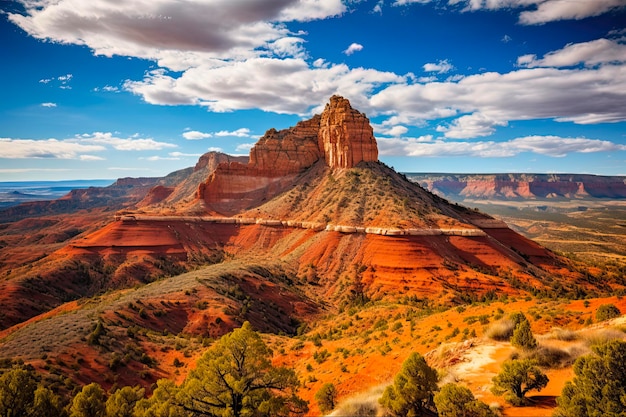 Controverso Bears Ears Buttes Paesaggio incorniciato da montagne nuvole e cieli blu mozzafiato