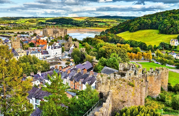 Conwy mura, patrimonio mondiale dell'UNESCO in Galles, UK