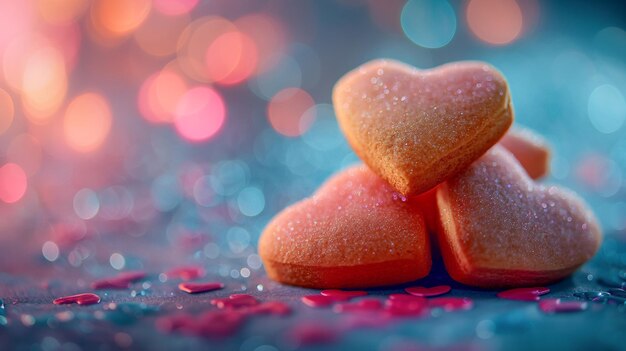 Cookie a forma di cuore sullo sfondo di San Valentino