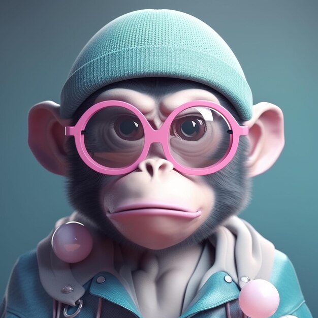 COOL MONKEY MASCOTTE Ritratto di Scimmia con occhiali da sole