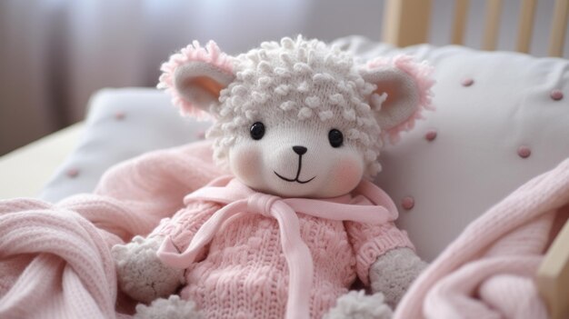 coperta per bambini a maglia con un disegno d'animale carino