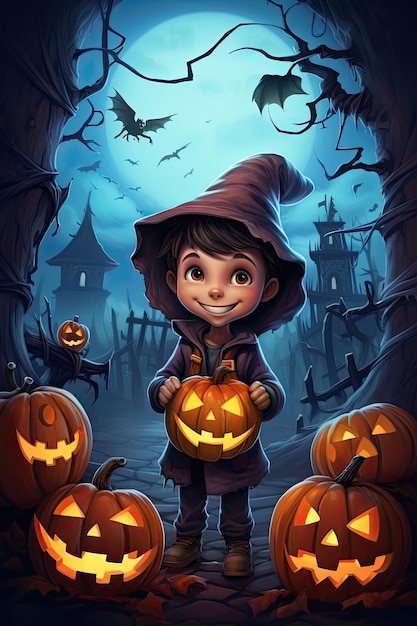 copertina del libro per bambini cartone animato vibrante di halloween