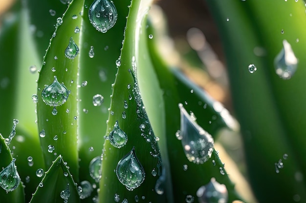 Copertura all'aloe vera con gocce d'acqua ai generative